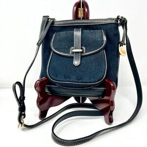DOONEY & BOURKE Black Crossbody Bag Canvas Leather Trim  Letter Carrier